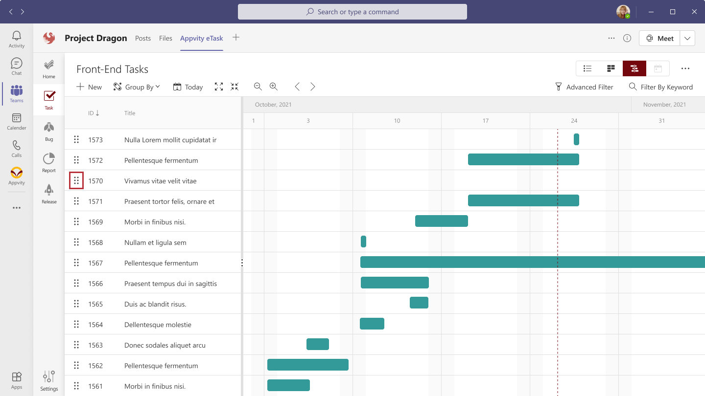 eTask Task List View
